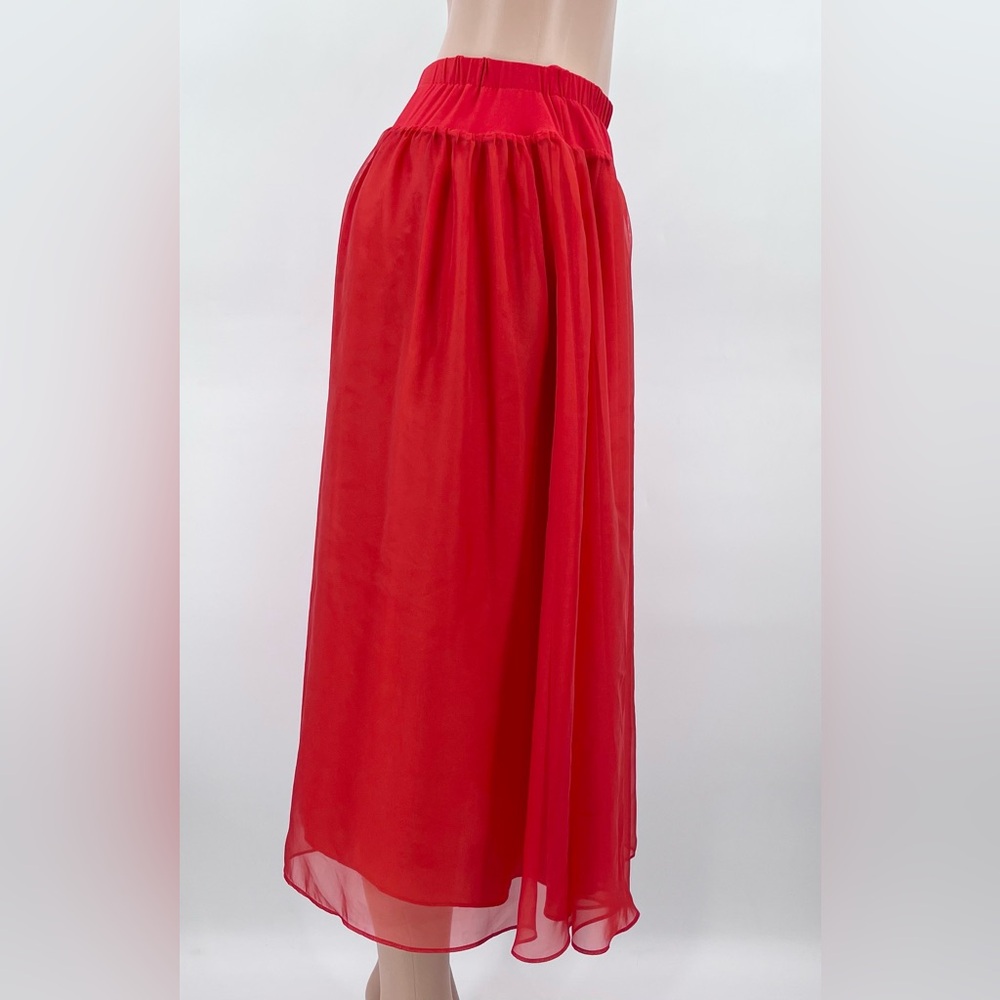 Reformation Nuria Red Drop Waist Retro Tulle Formal Midi Skirt Size Medium - Picture 8 of 12